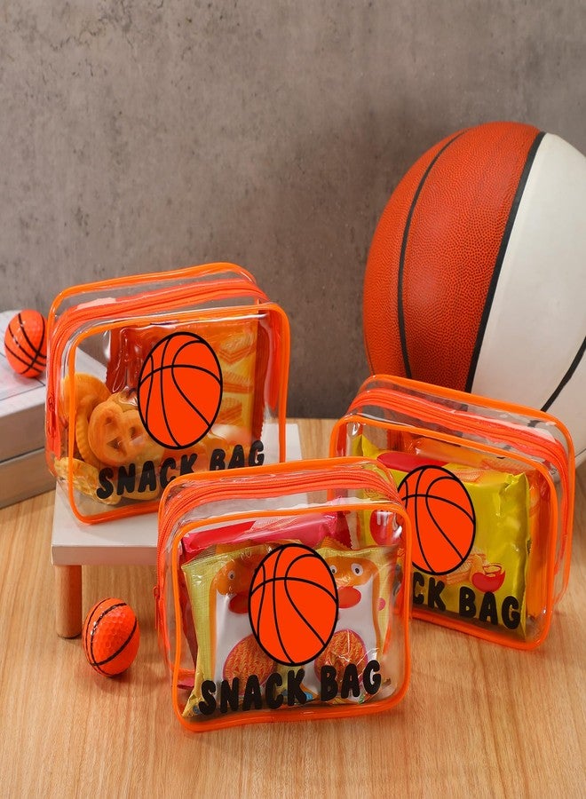 Yeyeplum 12 Pcs Basketball Snack Bags for Team Gifts Basketball Goodie Treat Candy Pouch Bags Clear PVC Waterproof with Zipper Party Favors for Team Ground Birthday Gifts Sport Supplies - Image 2